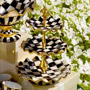 Mackenzie Childs Ceramic Check 3-Tier Sweet Stand